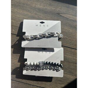 Lot Of 2 Men’s Bracelet Stephan &Co  Black Silver Tone New
